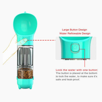 Multifunctional water and food bottle for pets